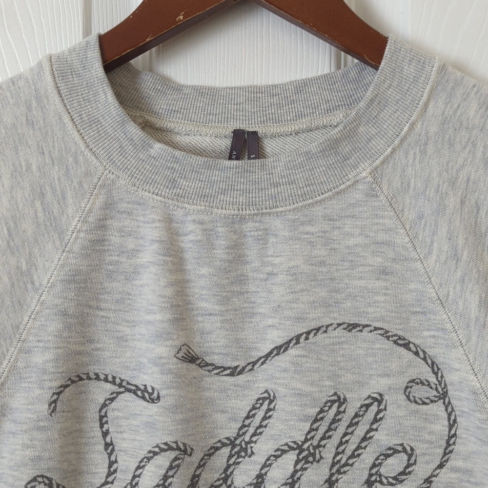 Anthropologie Saddle Up! Graphic Relaxed Fit Crewneck Sweatshirt Heather Gray S - Picture 2 of 12